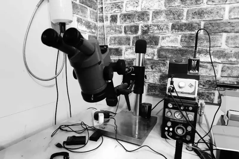 Microscope to hand-work silver